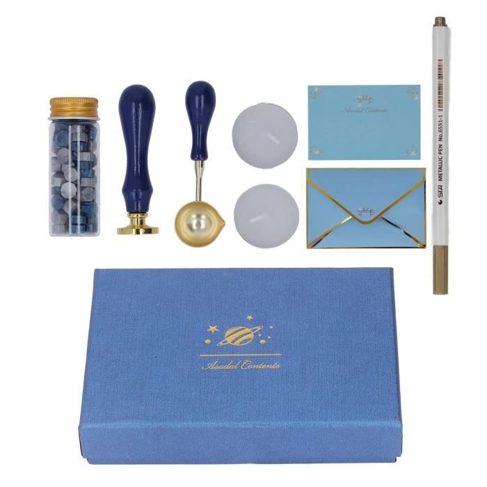 BITEYI Kit Tampon De Cire 'Amour' - Sceau Laiton + 120 Perles Cire + Cuillère + Bougie - Coffret Cadeau Pour Sceller Enveloppes, Invitations Mariage, Décoration Artisanale