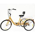 Tricycle adulte de vélo à 3 vitesses de 24 "6" avec un panier de magasinage, vélo de croiser avec panier blanc-1
