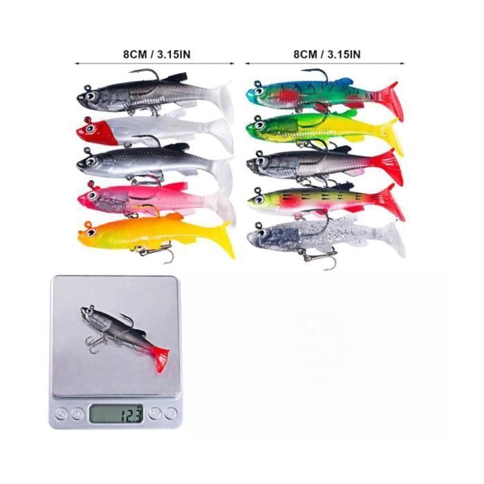 Lot De 10 Leurres Crevettes Souples 10 Cm – Idéal Pour Poulpe, Calmar Et Pêche Au Jig – Matériel De Pêche Résistant
