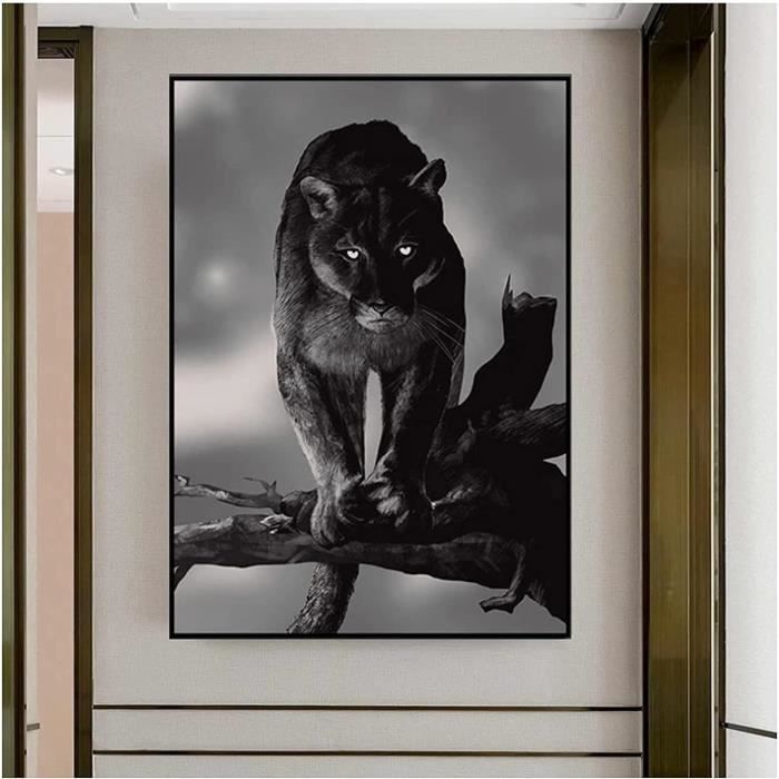 Toiling Animals Noir et Blanc Panthère Animal Affiche Mur Art Toile Peintures Et ...