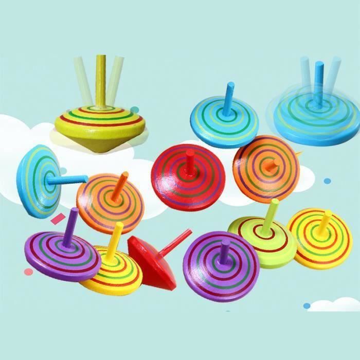 Liuer 24 Toupies En Bois – Jouets éducatifs 8x3,5 Cm – Naturel, Non Teint – Cadeau Anniversaire, Sacs De Fête – Dès 3 Ans