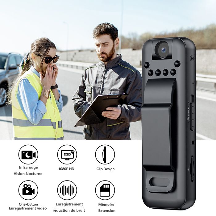 Mini Caméra Portable MD29, Objectif Grand Angle HD 1080p, Nocturne Automatique, Enregistrement Vidéo PIR, Longue Durée de Veille, Support Universel