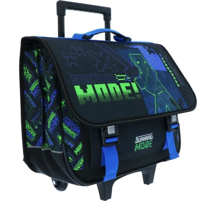 Cartable a roulettes Minecraft Bleu 41 CM 2 cpt Cdiscount Bagagerie Maroquinerie