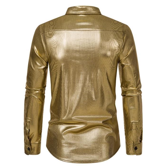 Chemise Homme Chemise Paillettes a Manches Longues Chemises Casual Decontractee Henley Shirt Chemisette Disco 70s Pour Hommes Dore dore Cdiscount Pret a Porter