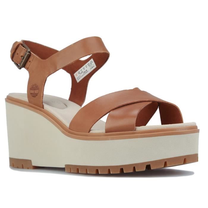 Sandales pour femme Timberland Koralyn Cuir marron Boucle reglable Semelle OrthoLite Marron Cdiscount Chaussures