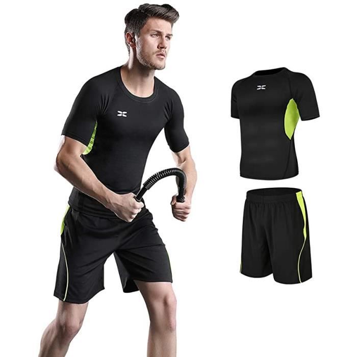 Ensemble Compression Tenue Sport Homme Fitness Vetement Running