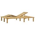 Transat chaise longue bain de soleil lit de jardin terrasse meuble d exterieur double bois de pin impregne de vert-2
