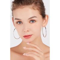 Boucles D'oreilles Créoles En Argent 925 Pour Femme - Grands Modèles Légers, Hypoallergéniques, Avec Zircones AAAAA | Taille 30/40/50/60 Mm