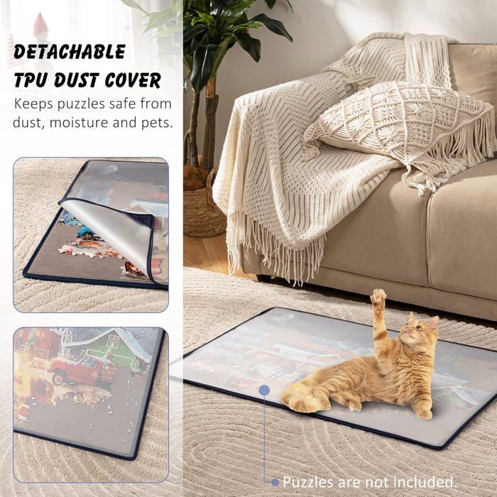 Becko US Planche De Puzzle Portable 1000 Pièces Avec Housse Anti-poussière - Surface Antidérapante, Léger Et Robuste, Noir
