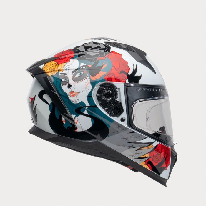 MOTOBLOUZ EROS JOKR Casque Moto Intégral Avec Visière Solaire - Homologué ECE 22.06 - Pinlock Inclus - White Shiny