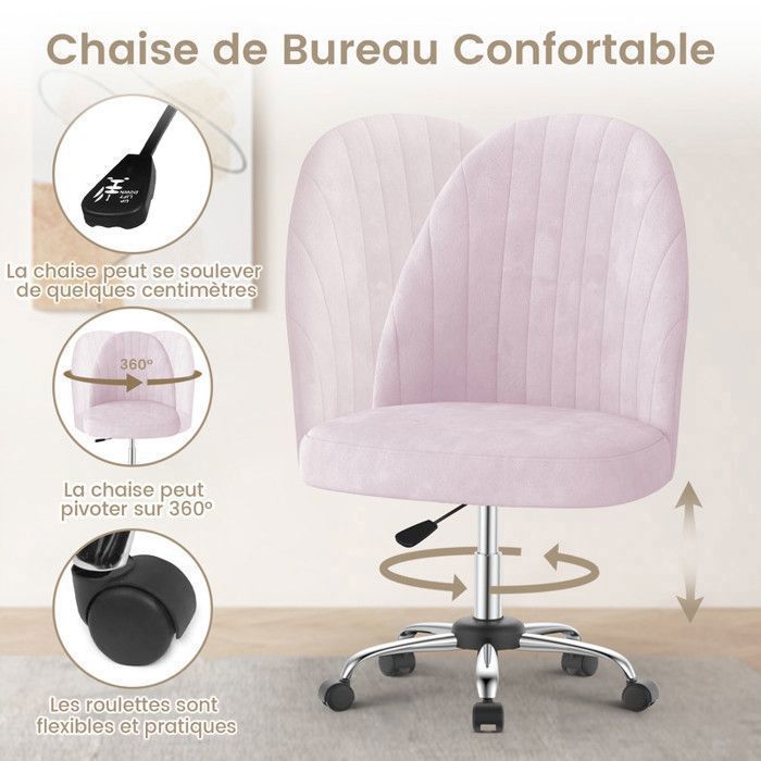 WOEOA Chaise de Bureau en Velours, pivotante Ergonomique, Chaise de Bureau à roulettes, réglable en Hauteur, pour Chambre, Coiffeuse, jusqu'à 135 kg, Filles Femmes - Vert WOEOA Chaise de Bureau en Velours, pivotante Ergonomique, Chaise de Bureau à roulettes, réglable en Hauteur, pour Chambre, Coiffeuse, jusqu'à 135 kg, Filles Femmes - Vert