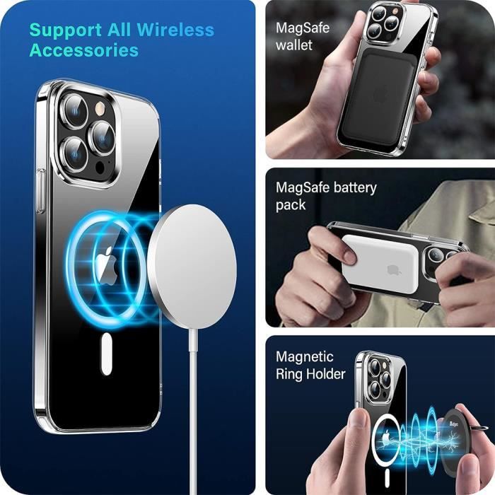 Coque pour iPhone 15 Pro Max - Transparent Antichoc avec Cercle Magnétique  et Protection Caméra Arrière Verre Trempé - Cdiscount Téléphonie