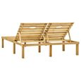 Transat chaise longue bain de soleil lit de jardin terrasse meuble d exterieur double bois de pin impregne de vert-3