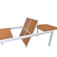 Table de jardin extensible aluminium blanche 200/300cm + 10 fauteuils empilables textilène - MARCEAU-3