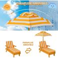 GOPLUS Chaise Longue avec Parasol en Bois,Chaise de Jardin pour Bain de Soleil, Charge Maximale 50KG, 92x49x106cm,Jaune-3