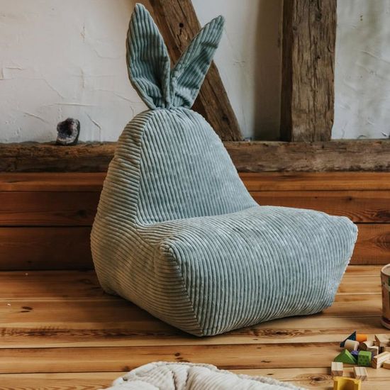 Pouf Enfant Sweet Avec Oreilles - Tissu Lincoln, Mousse Polyuréthane, Style Montessori, Couleur Pêche - 3
