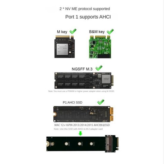 Station Clonage SSD NVMe M.2 Double Baie - 10Gbps - Hors Ligne - Pour NVMe 2230/2242/2260/2280