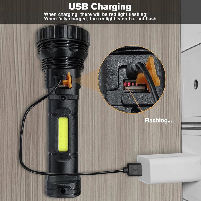 Lampe De Poche Solaire 8 LED - Lampe De Poche Portable Rechargeable Ultra Lumineuse Lampe De Travail Puissante 96260912