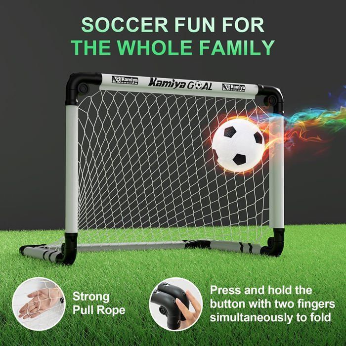 Cage de Football Lot de 2 Buts de Football et Balle d'enfants, Jouet de Sport pour Extérieur Intérieur Cage de Football Lot de 2 Buts de Football et Balle d'enfants, Jouet de Sport pour Extérieur Intérieur