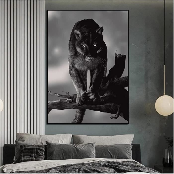 Toiling Animals Noir et Blanc Panthère Animal Affiche Mur Art Toile Peintures Et ...