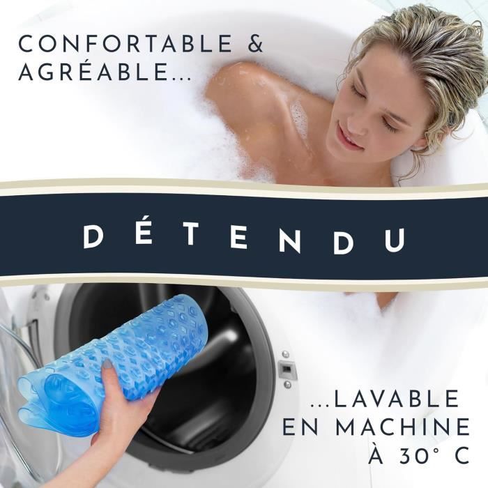 Tapis De Bain Antidérapant Transparent - 88x39 Cm - Avec Ventouses - Lavable Machine - Sans BPA