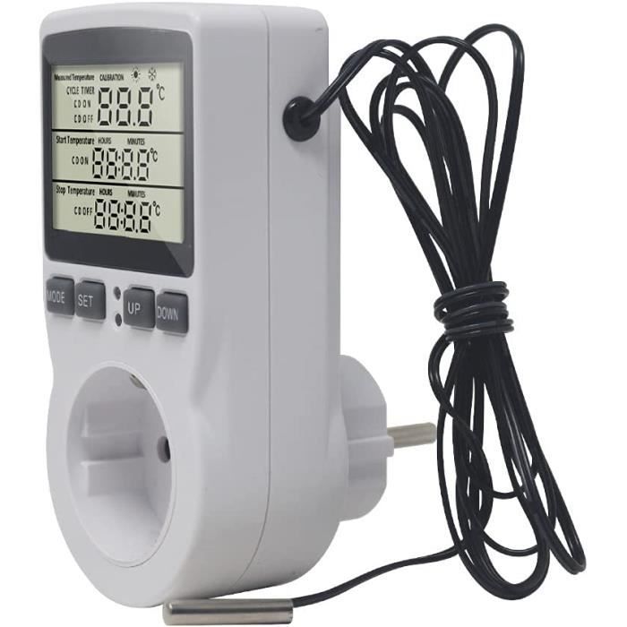 Prise Thermostat Regulateur de Température Numérique Chauffage  Refroidissement avec Sonde, LCD Prise Contrôleur de [15] - Cdiscount  Bricolage