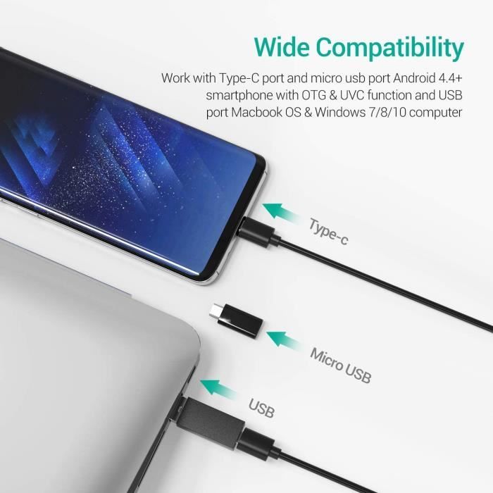 DEPSTECH Endoscope USB 720P Caméra Endoscopique Sonde Étanche IP67 de 5