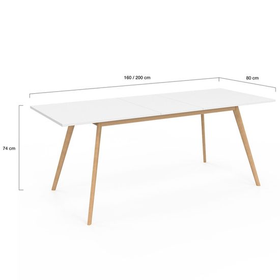 Ensemble Table Inga + 4 Chaises Sara - Style Scandinave | Table Extensible 120-160 Cm | Blanc