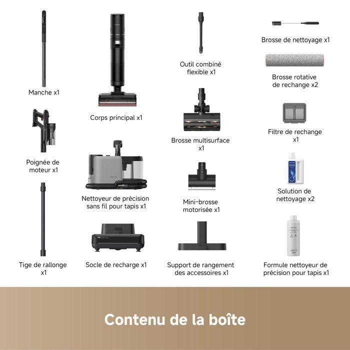 Brosse rotative de rechange pour aspirateur vapeur eau et poussière