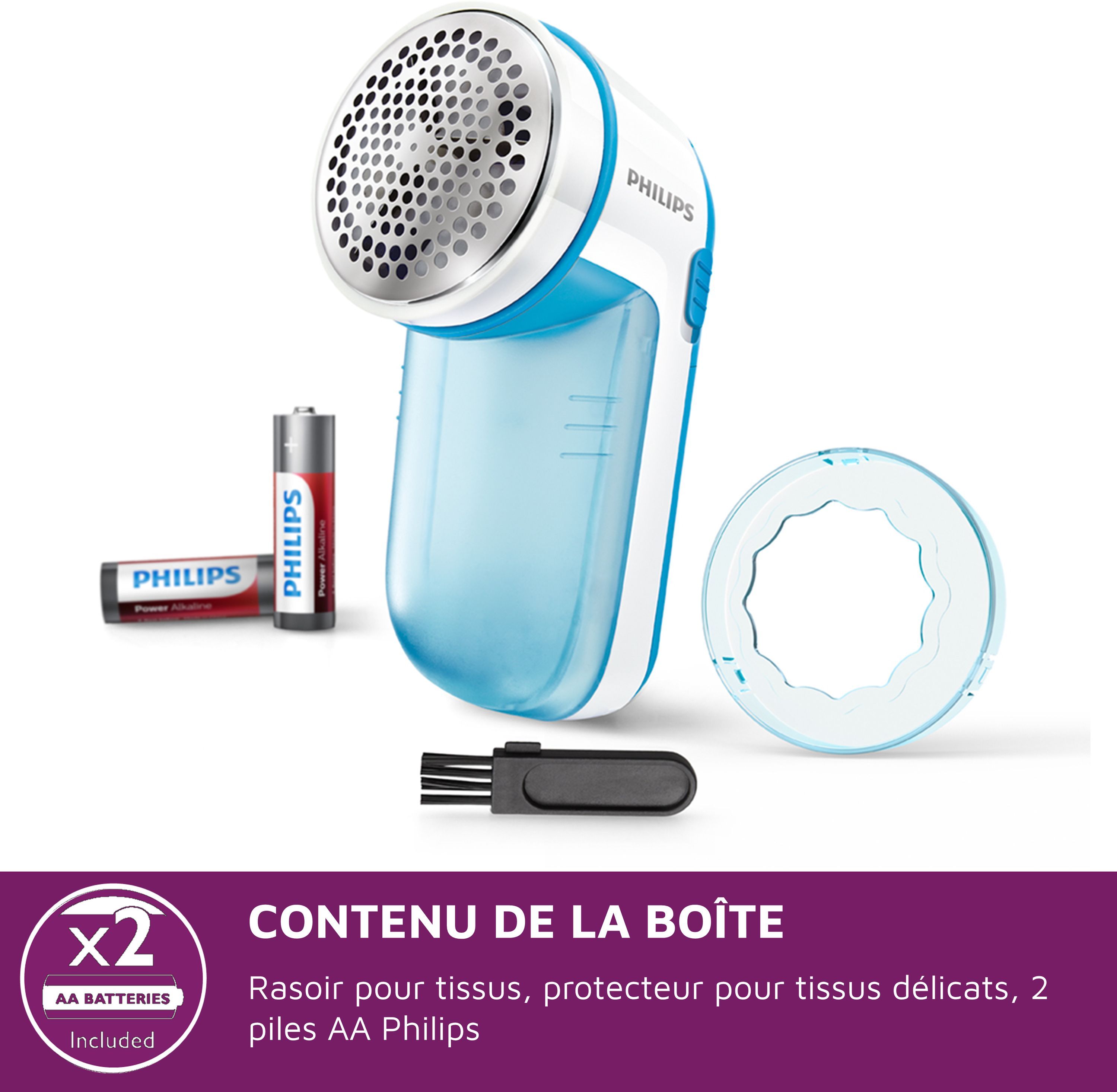 Rasoir anti bouloche PHILIPS GC026/00 3 lames A piles Bleu — free download