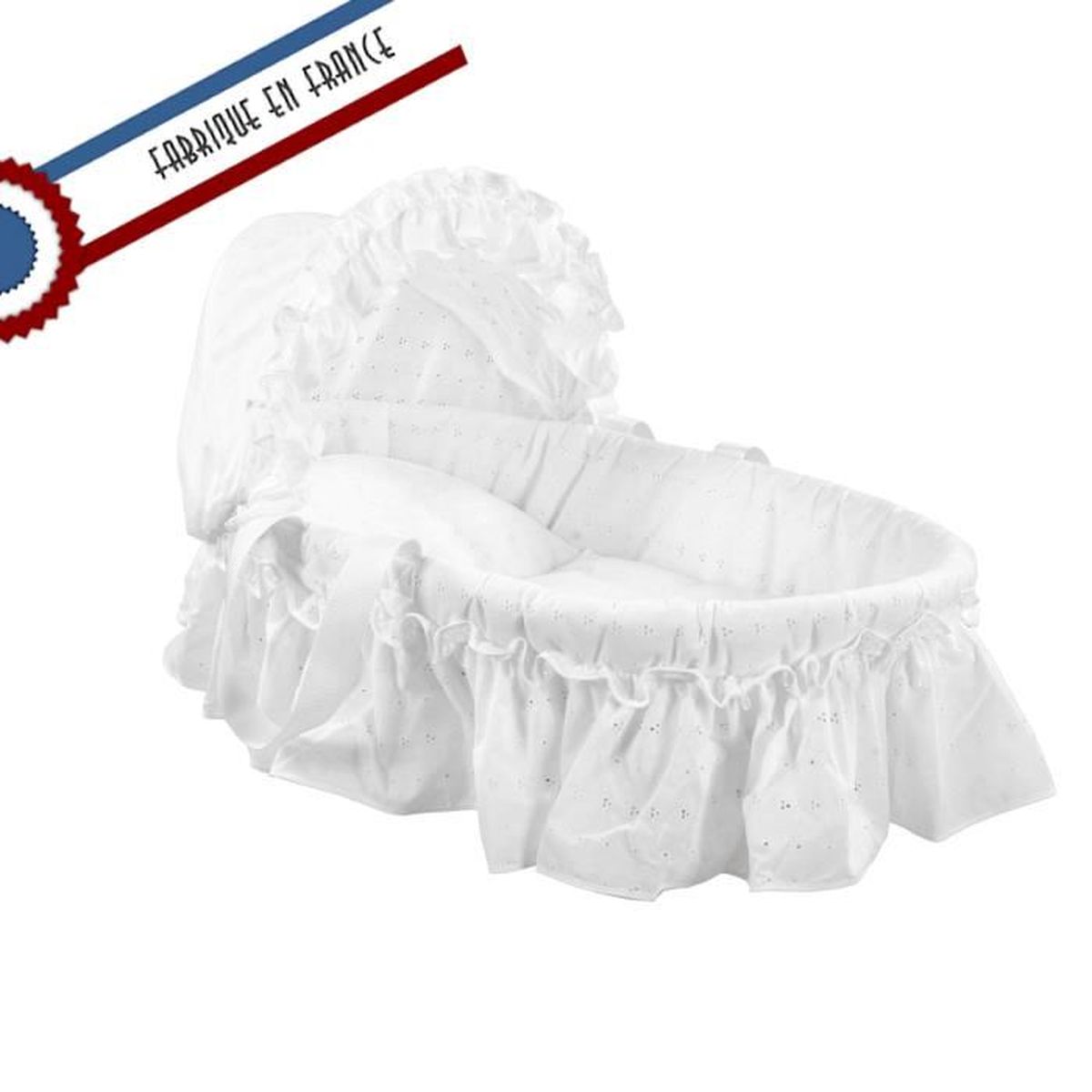 Couffin Bebe Laque Blanc Avec Broderie Retro Cdiscount Puericulture Eveil Bebe