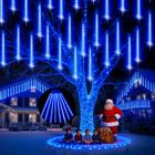 LAPAMAX Guirlande lumineuse de pluie de météores Bleu 30cm 192 LEDS,Éclairage 360°,Effet Neige Lumineuse,Décoration Noël, Parc, Hôtel
