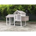 Poulailler Enclos Faverolles XL Gris - Poulailler Direct - 8 À 10 Poules - Bois - 250cm x 120cm x 155cm