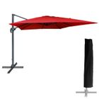 Parasol déporté - HAPPY GARDEN - MOLOKAI - 3x3m - Rouge - Inclinable et rotatif