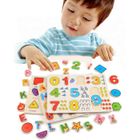 HOMDOX Éveil jouets Puzzle Puzzle Bundle de 3 Puzzles Alphabet/nombre/graphique 56pcs en bois jouets