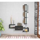 HOMEMANIA Vestiaire - Meuble d’Entree Dorado avec Miroir, Tiroir, Étagères - Noir Brillant en Bois, 100 x 30 x 19 cm