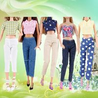 Ensembles de Vêtements pour Poupée Barbie - Set 5pcs Fait Main - Blanc, Noir, Rose, Bleu, Rouge