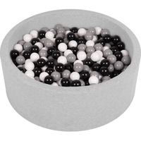 Piscine À Balles SELONIS 90x30cm - 200 Balles en Mousse pour Bébé, Gris-Blanc-Noir