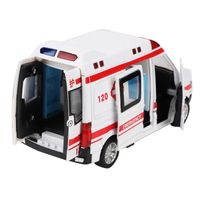 Jouet d'ambulance en alliage - LED - Friction de traction - Blanc