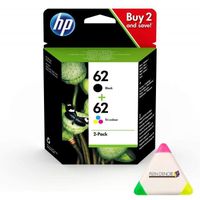 Pack 2 cartouches d’encre HP 62 HP62 pour imprimante HP OfficeJet 200 250 5740 5742 5744  + un surligneur PLEIN D'ENCRE