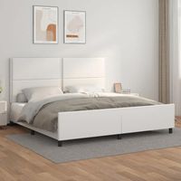 3125531  vidaXL Cadre de lit avec tête de lit Blanc 200x200 cm Similicuir