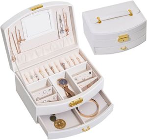 BAC DE RANGEMENT OUTILS Bote bijoux trois couches avec tiroir et serrure - Bote de rangement pour bijoux avec cintres - Compartiment amovible