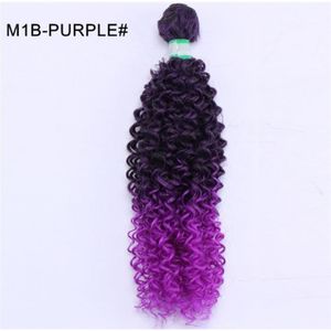 PERRUQUE - POSTICHE M1-Purple16 inch 3 pieces  -Tissage synthétique frisé et bouclé en fibre résistante à la chaleur, extensions capillaires à double tr
