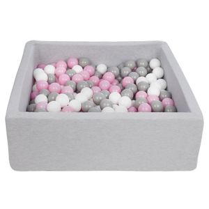 PISCINE À BALLES Velinda - 24174 - Piscine à balles pour enfant, dimensions: 90x90 cm, Aire de jeu + 200 balles blanc,rose clair,gris