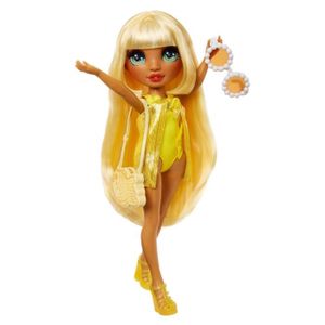 POUPÉE Rainbow High Swim & Style - Poupée mannequin ariculée 27 cm - Sunny (Jaune) - Maillot de bain + Paréo - à partir de 4 ans