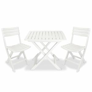 Ensemble table et chaise de jardin 7527Elégance- Ensemble de bistro pliable 3 pcspcs - 2 personnes - Table + 2 chaises,Salon de jardin,Mobilier Plastique Blanc Taille: