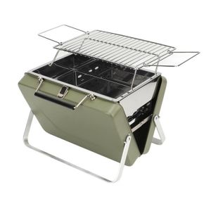 BARBECUE Pwshymi barbecue portable de camping Pwshymi barbecue portable Barbecue au charbon de bois Portable, gril jardin meuble Vert
