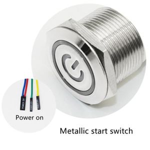 INTERRUPTEUR Metallic start switc-60cm-22mm-Red -Interrupteur à bouton métallique pour PC,12-16-19-22mm,avec câble de carte mère 60cm,étanche,
