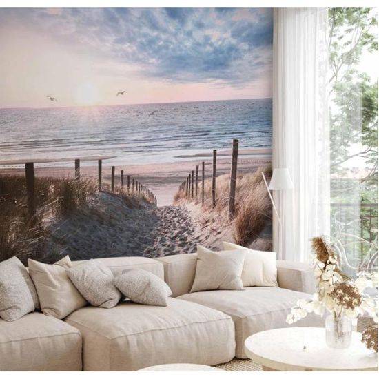 Poster Ou Toile 'Chevaux Sur La Plage' 61x40,5 Cm - Quadrige Blanc Galopant - Impression UV, Papier 260g/m² Ou Toile Sur Châssis Bois