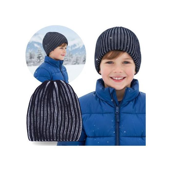 Generisch Bonnet D'aviateur Pour Enfant - Noir Chaud - En Polaire - Coupe-vent - Avec Chapeau Tricoté - Pour Homme Et Femme, Gris, Taille Unique